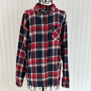 North 15 Red and Blue Plaid Button Down Flannel Shirt